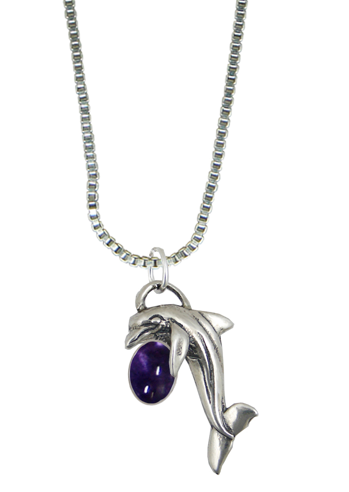 Sterling Silver Little Dolphin Pendant With Iolite